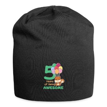 Squirrel for 5th birthday children five years - Jersey Beanie - black - Front