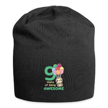 Faultier zum 9. Geburtstag Kinder neun Jahre alt - Jersey-Beanie - Schwarz - Vorne