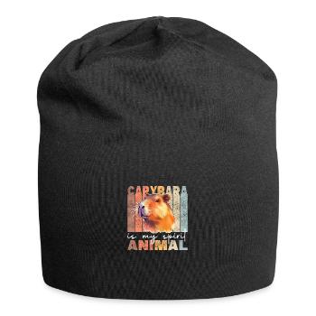 Capybara is my spirit animal - süßes Capybara - Jersey Beanie - black - Front