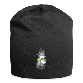 Agender Flag Pride LGBTQ Cute Axolotl Stack - Jersey Beanie - black - Front