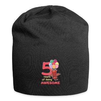 Drache zum 5. Geburtstag Kinder fünf Jahre alt - Jersey-Beanie - Schwarz - Vorne