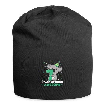 Koala zum 7. Geburtstag Kinder sieben Jahre alt - Jersey-Beanie - Schwarz - Vorne