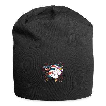 Einhorn für den vierten Juli Feuerwerk Rakete - Jersey-Beanie - Schwarz - Vorne