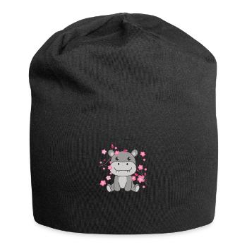 Hippo Cute Animals for Kids Kawaii - Jersey Beanie - black - Front