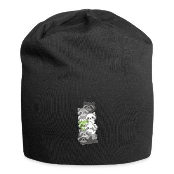 Agender Flag Pride LGBTQ Cute Raccoon Stack - Jersey Beanie - black - Front