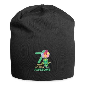 Drache zum 7. Geburtstag Kinder sieben Jahre alt - Jersey-Beanie - Schwarz - Vorne