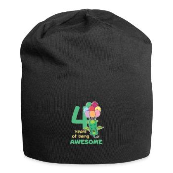 Drache zum 4. Geburtstag Kinder vier Jahre alt - Jersey-Beanie - Schwarz - Vorne
