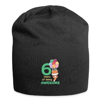 Fuchs zum 6. Geburtstag Kinder sechs Jahre alt - Jersey-Beanie - Schwarz - Vorne