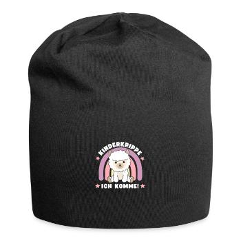 Kinderkrippe Ich Komme! Alpaka - Jersey-Beanie - Schwarz - Vorne