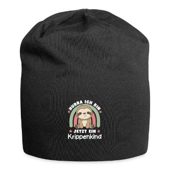 Hurra Ich Bin Jetzt Ein Krippenkind - Jersey-Beanie - Schwarz - Vorne