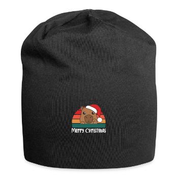 merry Christmas Retro Capybara Weihnacht - Jersey-Beanie - Schwarz - Vorne