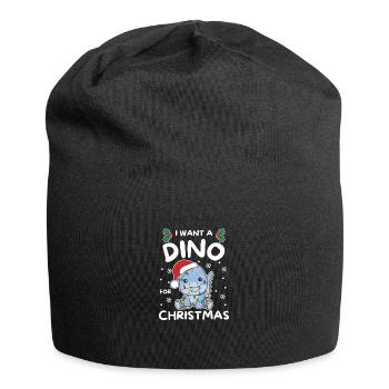 Je veux un dinosaure pour Noël dinos mignons - Bonnet en jersey - noir - Devant