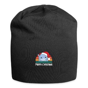 merry Christmas Retro Dino Weihnacht - Jersey-Beanie - Schwarz - Vorne
