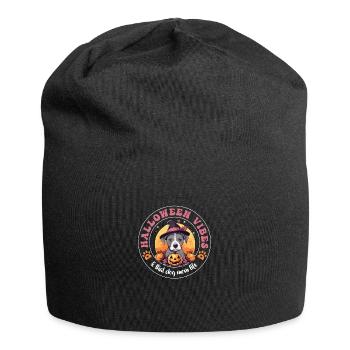 Halloween Hexenhut Kürbis Hund American Staffie - Jersey-Beanie - Schwarz - Vorne
