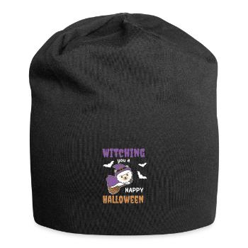 Alpaka Hexe Witching you a Happy Halloween - Jersey-Beanie - Schwarz - Vorne