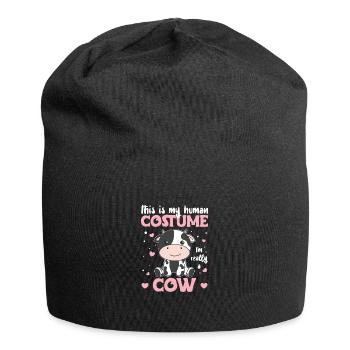 this is my human costume I'm really a cow - Jersey Beanie - black - Front