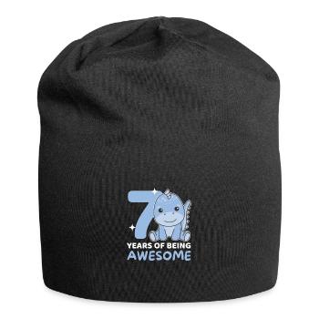 Dino for the 7th birthday children seven years old - Jersey Beanie - black - Front