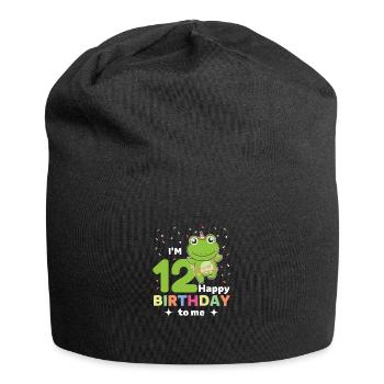 Frog for the 12th birthday for children twelve years - Jersey Beanie - black - Front