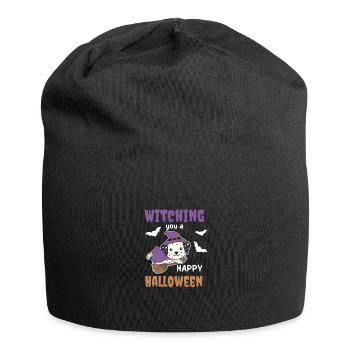 Dalmatiner Hexe Witching you a Happy Halloween - Jersey-Beanie - Schwarz - Vorne
