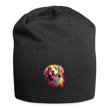 Watercolor Colorful Golden Retriever - Jersey Beanie - black - Front