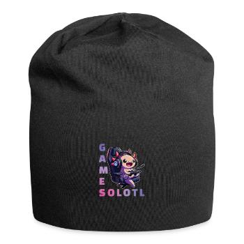 Gamesolotl lustiges Axolotl Wortspiel für Gamer - Jersey-Beanie - Schwarz - Vorne