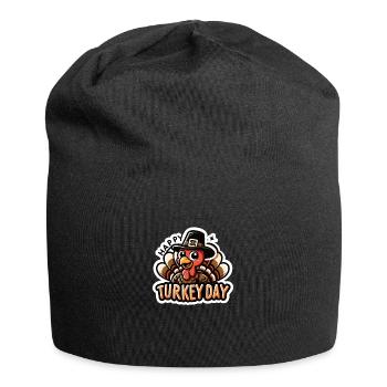 Thanksgiving Truthahn Happy Turkey Day - Jersey-Beanie - Schwarz - Vorne