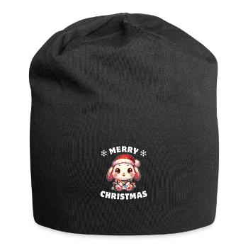 Père Noël chapeau Noël guirlande lumières lapin - Bonnet en jersey - noir - Devant