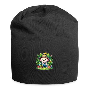 Axolotl als Hobbie Gärtner mit Pflanzen und Blumen - Jersey-Beanie - Schwarz - Vorne