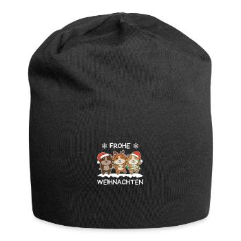 Frohe Weihnachten Meerschweinchen Heiligabend - Jersey-Beanie - Schwarz - Vorne