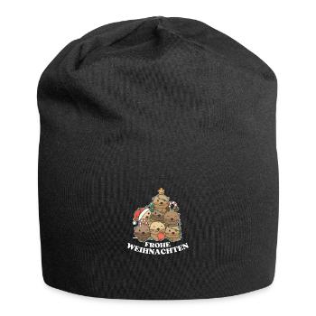 Frohe Weihnachten Otter Heiligabend Ottern - Jersey-Beanie - Schwarz - Vorne