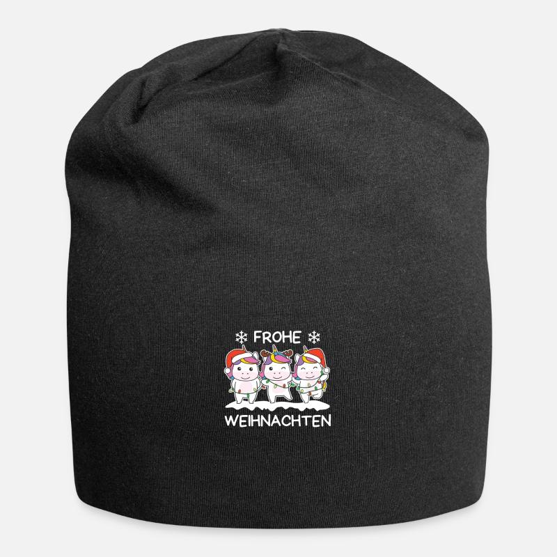 Frohe Weihnachten Einhorn Heiligabend Einhörner - Jersey-Beanie - Schwarz