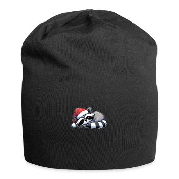 Santa Hat Christmas Sleeping Raccoon - Jersey Beanie - black - Front