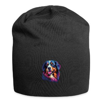 Aquarelle coloré Bouvier bernois - Bonnet en jersey - noir - Devant