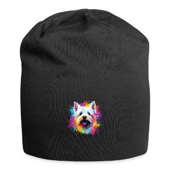 Watercolor Colorful West Highland White - Jersey Beanie - black - Front