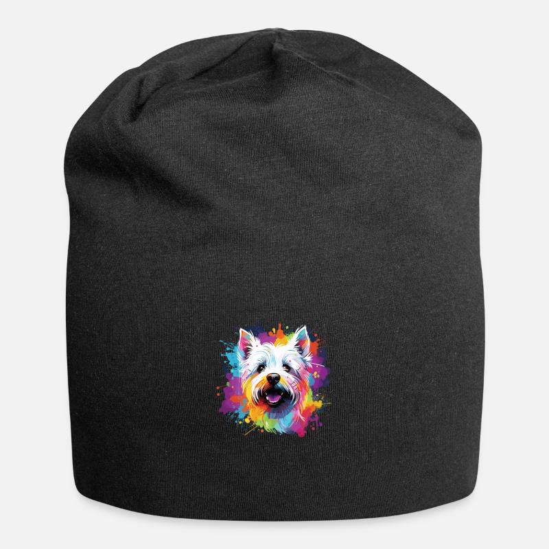 Aquarelle Colorée West Highland Blanc - Bonnet en jersey - noir