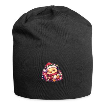 Père Noël chapeau Noël guirlandes lumineuses canard - Bonnet en jersey - noir - Devant
