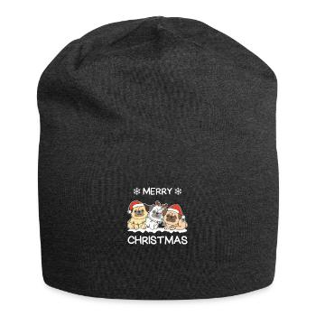 Joyeux Noël Carlin Chiens de la veille de Noël - Bonnet en jersey - charbon - Devant