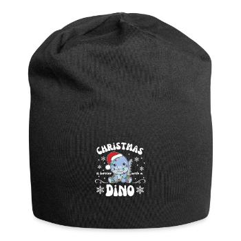 Weihnachten ist besser mit einem Dino - Jersey-Beanie - Schwarz - Vorne