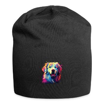 Aquarelle coloré chien de montagne des Pyrénées - Bonnet en jersey - noir - Devant
