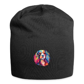 Aquarelle colorée Cavalier King Charles - Bonnet en jersey - noir - Devant