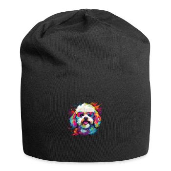 Wasserfarben Farbenfroher Bichon Frise - Jersey-Beanie - Schwarz - Vorne