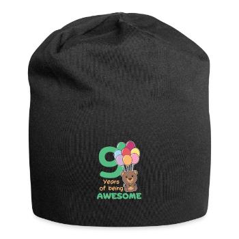 Bear for 9th birthday children nine years old - Jersey Beanie - black - Front