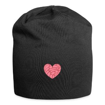 Concha Mexican Sweet Bun Heart - Jersey Beanie - black - Front