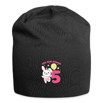 Ich bin schon 5 Hasen Geburtstags Kinder - Jersey-Beanie - Schwarz - Vorne