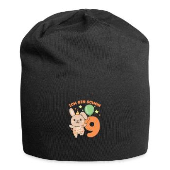 Ich bin schon 9 Hasen Geburtstags Kinder - Jersey-Beanie - Schwarz - Vorne