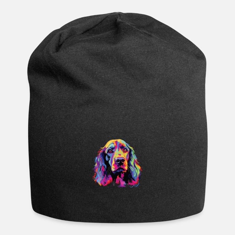 Wasserfarben Farbenfroher American Cocker Spaniel - Jersey-Beanie - Schwarz
