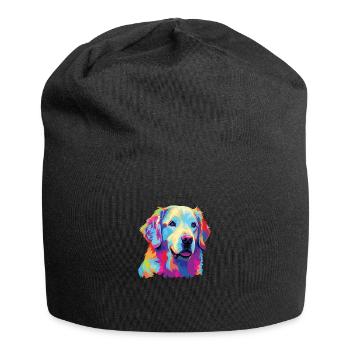 Wasserfarben Farbenfroher Kuvasz - Jersey-Beanie - Schwarz - Vorne