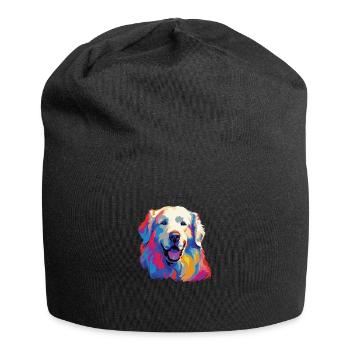 Wasserfarben Farbenfroher Kuvasz - Jersey-Beanie - Schwarz - Vorne
