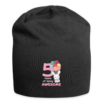 Hase zum 5. Geburtstag Kinder fünf Jahre alt - Jersey-Beanie - Schwarz - Vorne