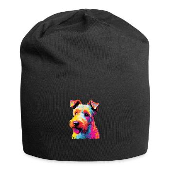 Aquarelle colorée Lakeland Terrier - Bonnet en jersey - noir - Devant